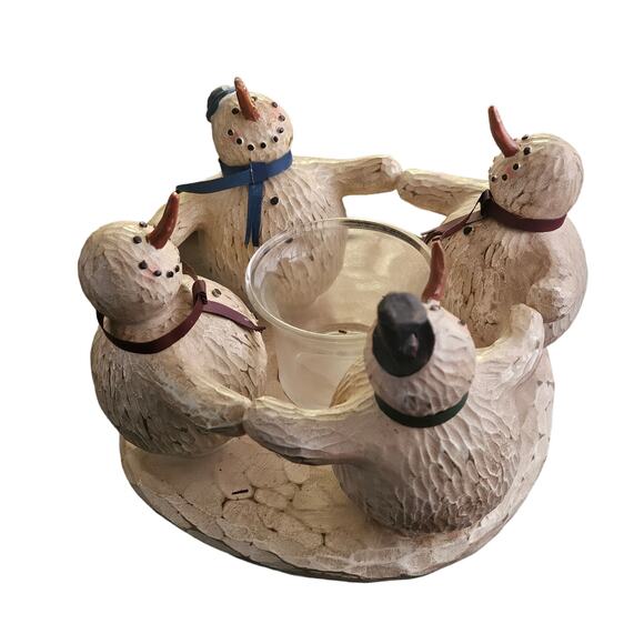 Home Interiors Circle of Friends Snowman Candle Holder - Picture 1 of 2